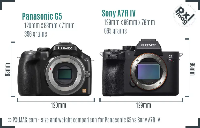 Panasonic G5 vs Sony A7R IV size comparison Panasonic G5 vs Sony A7R IV size comparison