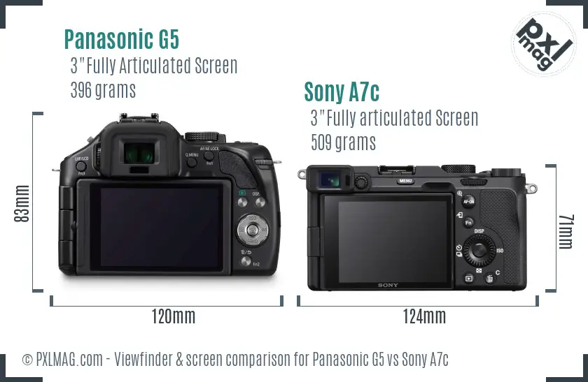Panasonic G5 vs Sony A7c Screen and Viewfinder comparison Panasonic G5 vs Sony A7c Screen and Viewfinder comparison