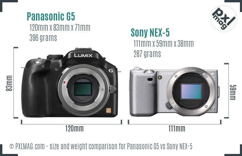 Panasonic G5 vs Sony NEX-5 size comparison Panasonic G5 vs Sony NEX-5 size comparison