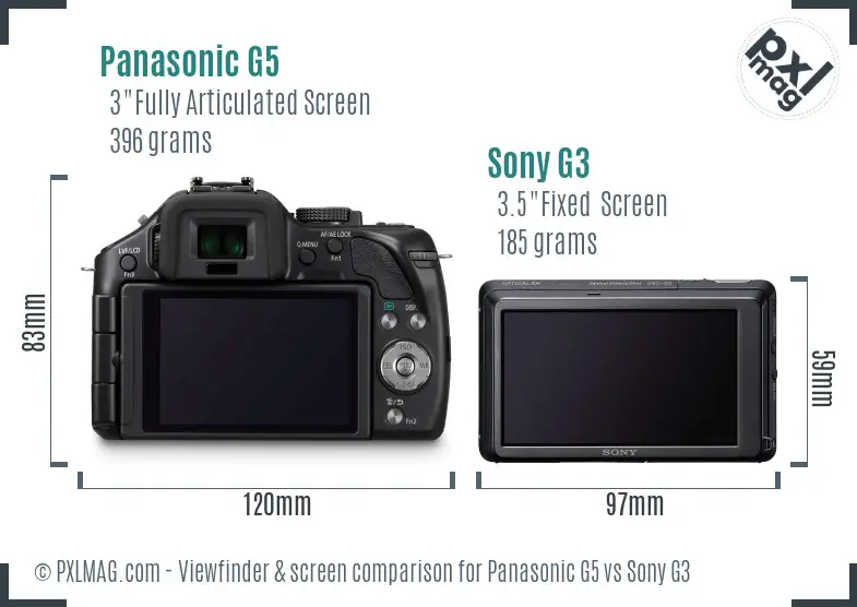 Panasonic G5 vs Sony G3 Screen and Viewfinder comparison