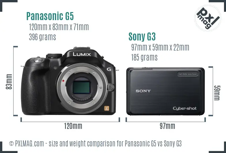 Panasonic G5 vs Sony G3 size comparison
