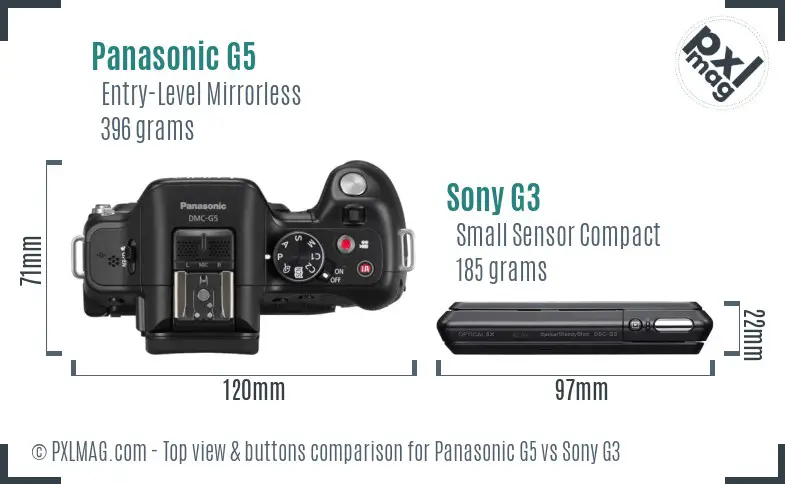 Panasonic G5 vs Sony G3 top view buttons comparison