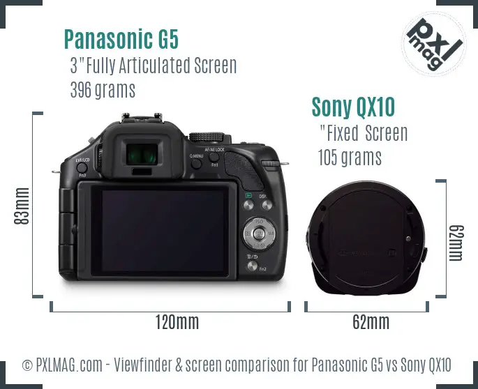 Panasonic G5 vs Sony QX10 Screen and Viewfinder comparison Panasonic G5 vs Sony QX10 Screen and Viewfinder comparison