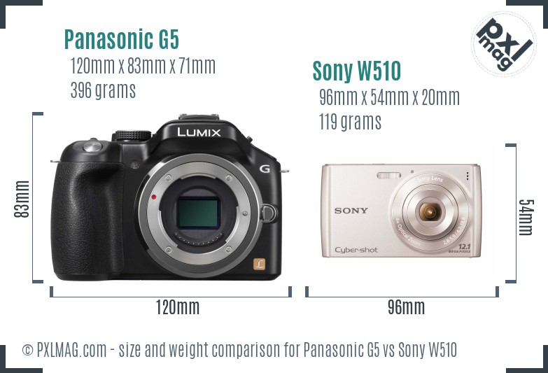 Panasonic G5 vs Sony W510 size comparison Panasonic G5 vs Sony W510 size comparison