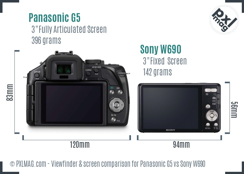 Panasonic G5 vs Sony W690 Screen and Viewfinder comparison