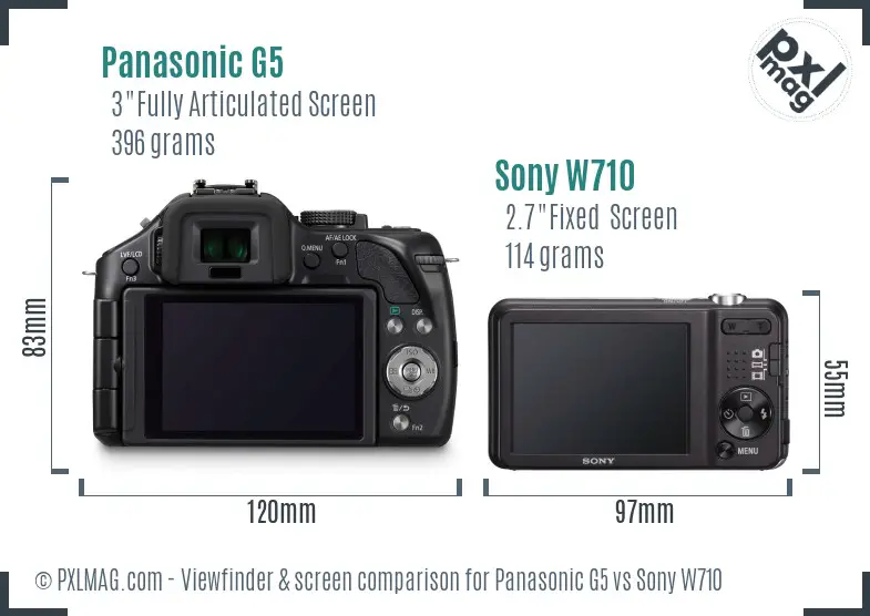 Panasonic G5 vs Sony W710 Screen and Viewfinder comparison