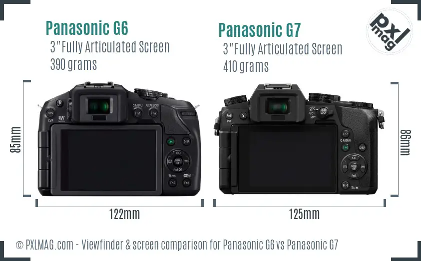 Panasonic G6 vs Panasonic G7 Screen and Viewfinder comparison
