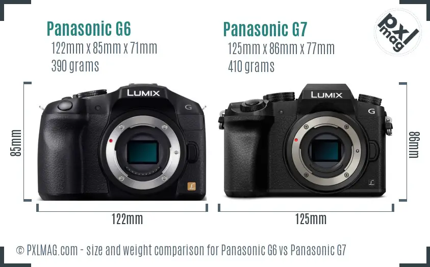 Panasonic G6 vs Panasonic G7 size comparison