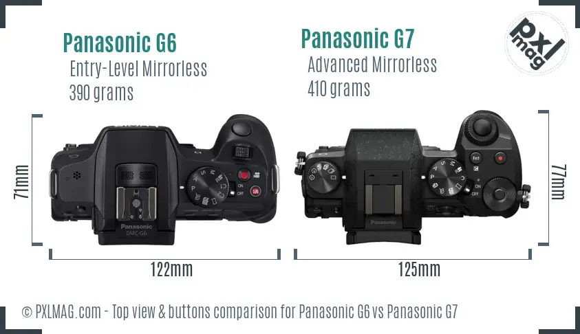 Panasonic G6 vs Panasonic G7 top view buttons comparison