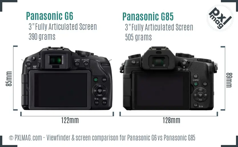 Panasonic G6 vs Panasonic G85 Screen and Viewfinder comparison