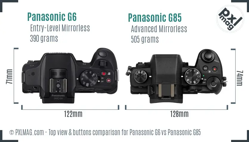 Panasonic G6 vs Panasonic G85 top view buttons comparison