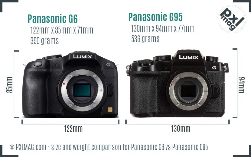 Panasonic G6 vs Panasonic G95 size comparison