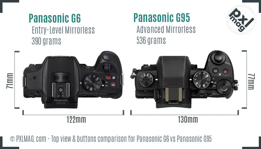 Panasonic G6 vs Panasonic G95 top view buttons comparison