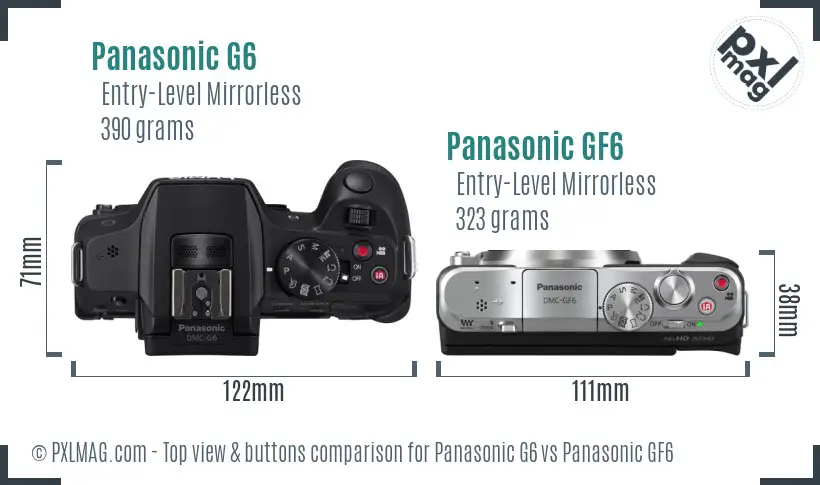 Panasonic G6 vs Panasonic GF6 top view buttons comparison