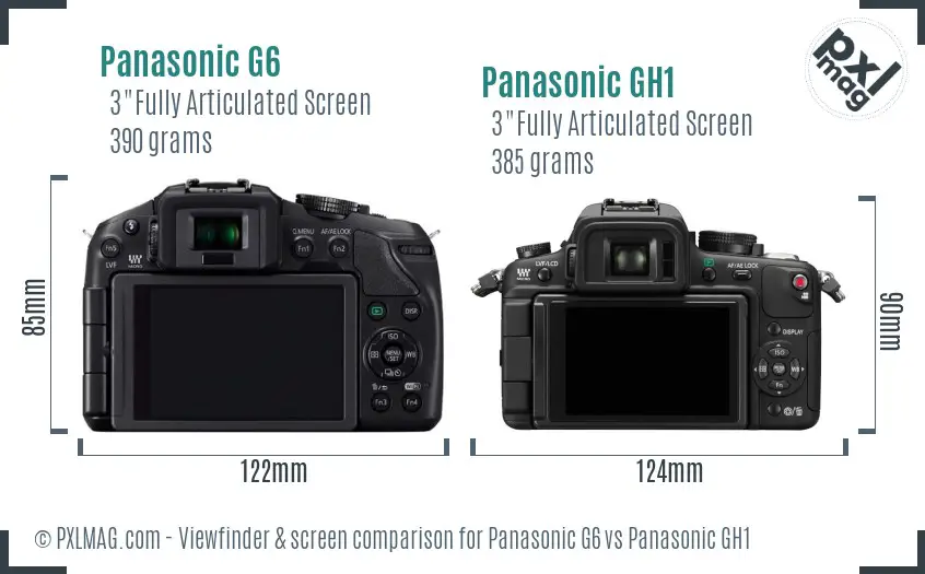 Panasonic G6 vs Panasonic GH1 Screen and Viewfinder comparison