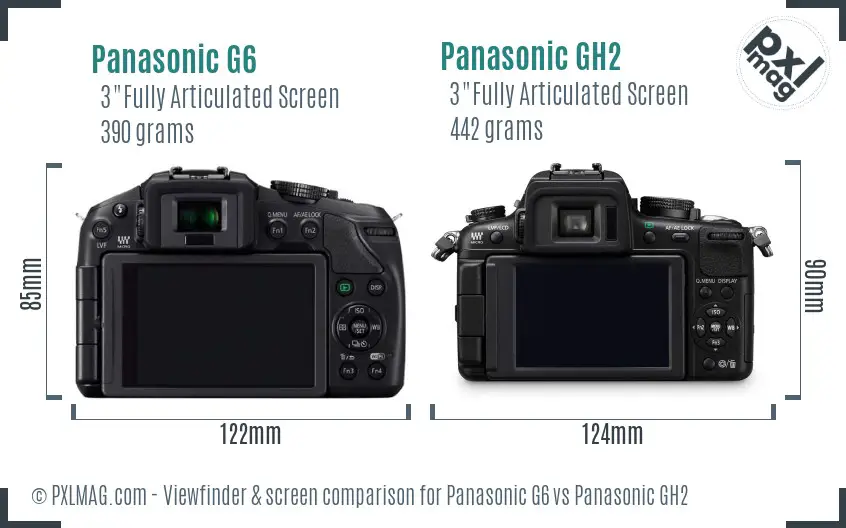 Panasonic G6 vs Panasonic GH2 Screen and Viewfinder comparison