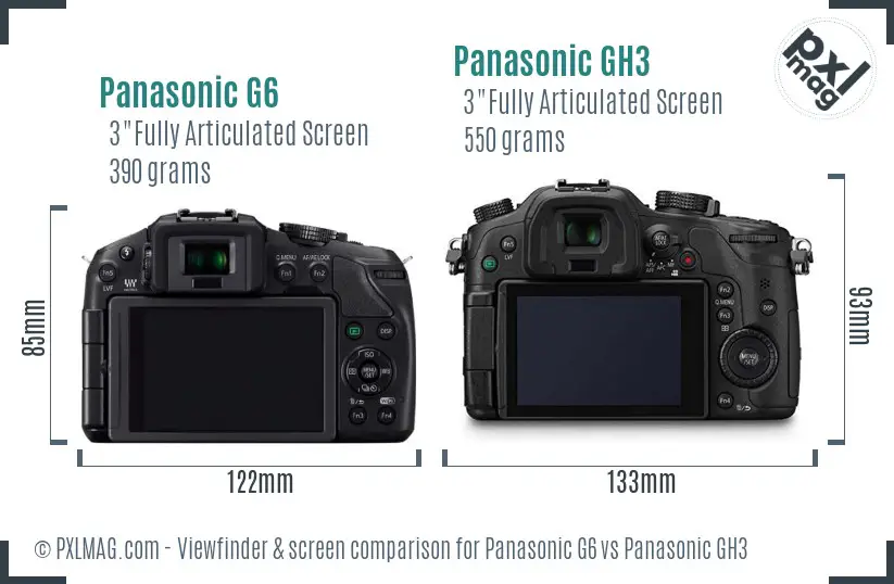 Panasonic G6 vs Panasonic GH3 Screen and Viewfinder comparison