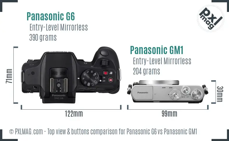Panasonic G6 vs Panasonic GM1 top view buttons comparison