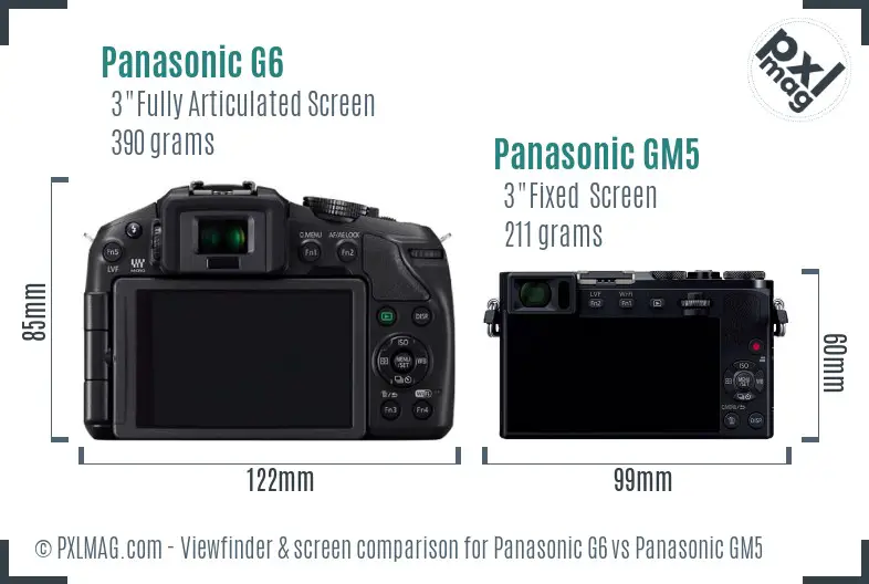 Panasonic G6 vs Panasonic GM5 Screen and Viewfinder comparison