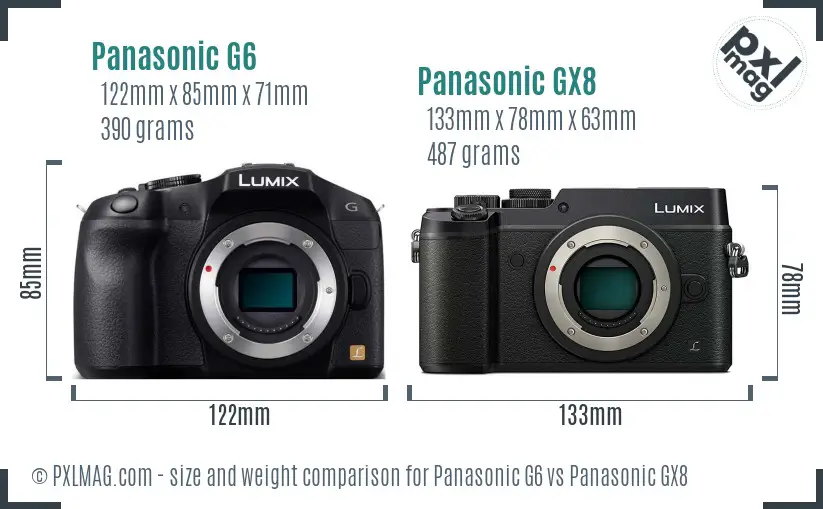 Panasonic G6 vs Panasonic GX8 size comparison