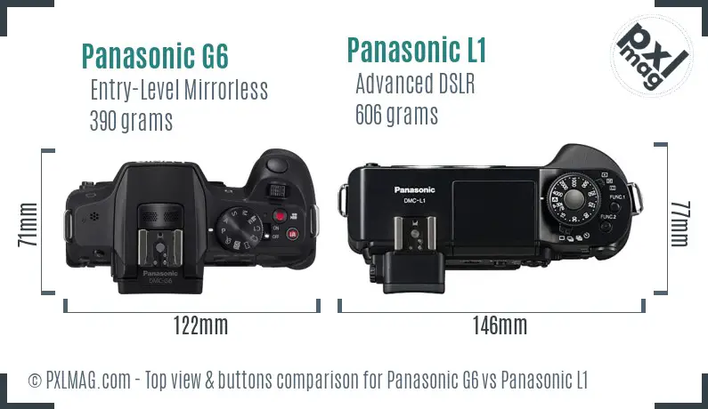 Panasonic G6 vs Panasonic L1 top view buttons comparison