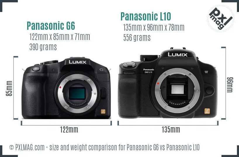 Panasonic G6 vs Panasonic L10 size comparison