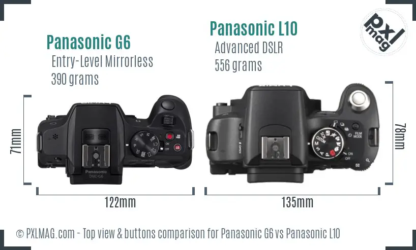Panasonic G6 vs Panasonic L10 top view buttons comparison