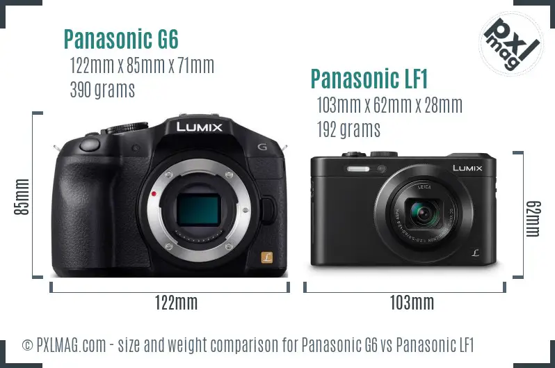 Panasonic G6 vs Panasonic LF1 size comparison