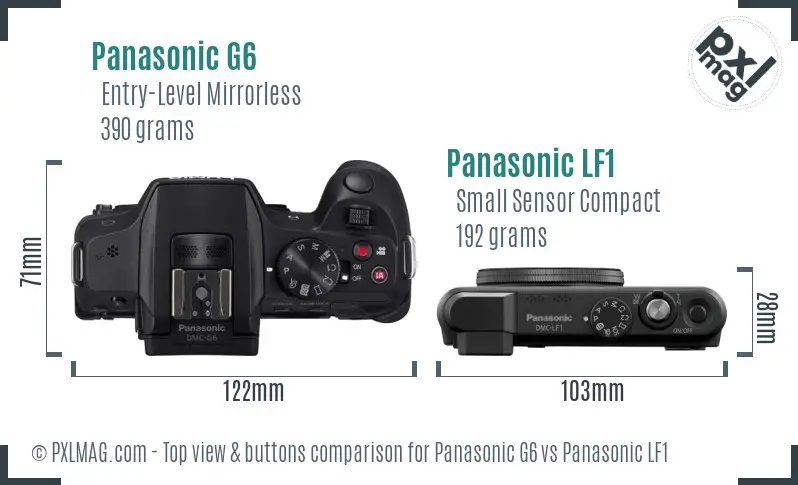 Panasonic G6 vs Panasonic LF1 top view buttons comparison
