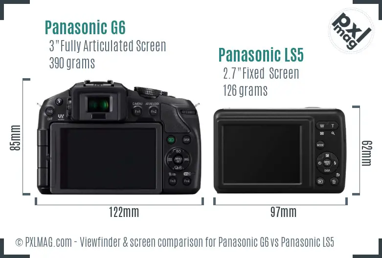 Panasonic G6 vs Panasonic LS5 Screen and Viewfinder comparison