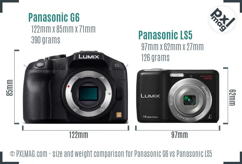 Panasonic G6 vs Panasonic LS5 size comparison