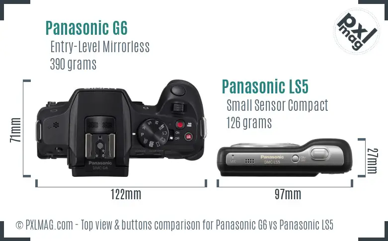 Panasonic G6 vs Panasonic LS5 top view buttons comparison