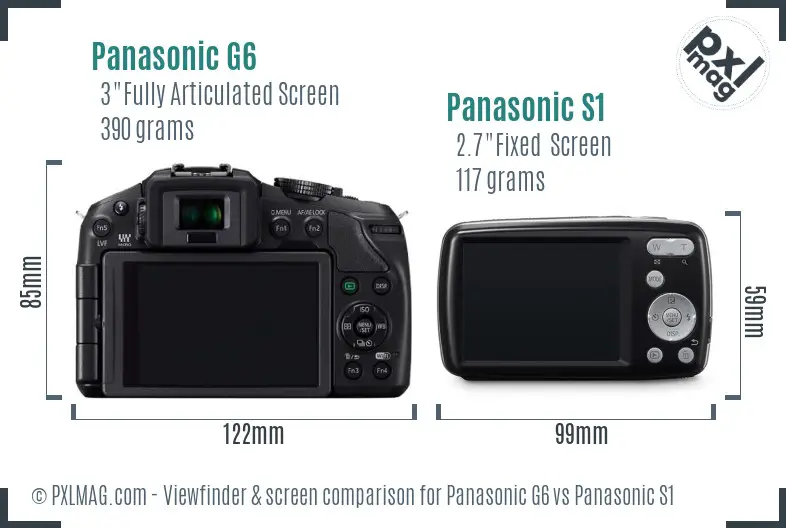 Panasonic G6 vs Panasonic S1 Screen and Viewfinder comparison