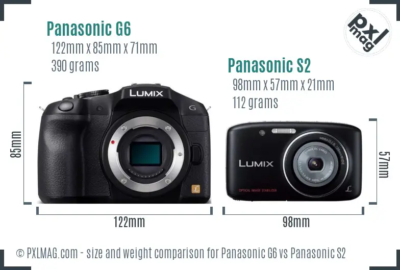 Panasonic G6 vs Panasonic S2 size comparison