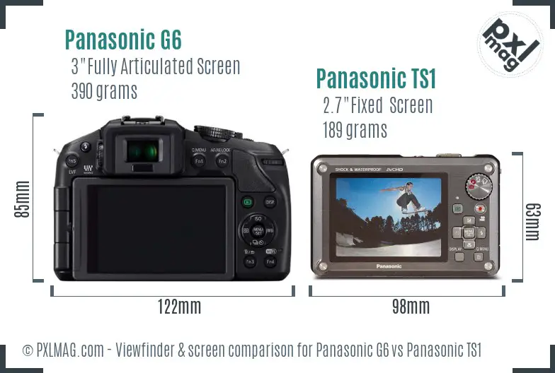 Panasonic G6 vs Panasonic TS1 Screen and Viewfinder comparison