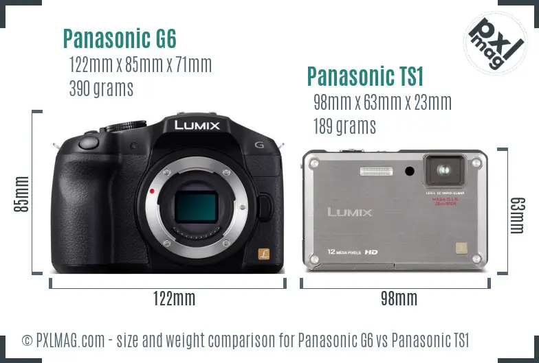 Panasonic G6 vs Panasonic TS1 size comparison