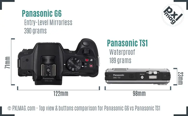 Panasonic G6 vs Panasonic TS1 top view buttons comparison