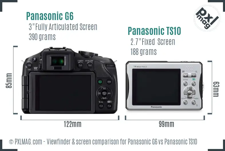 Panasonic G6 vs Panasonic TS10 Screen and Viewfinder comparison