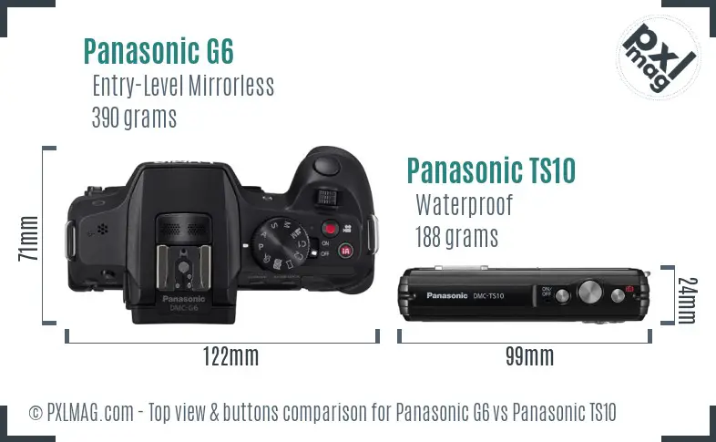 Panasonic G6 vs Panasonic TS10 top view buttons comparison