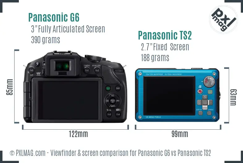 Panasonic G6 vs Panasonic TS2 Screen and Viewfinder comparison