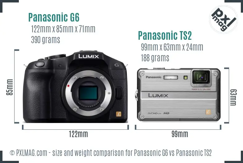 Panasonic G6 vs Panasonic TS2 size comparison