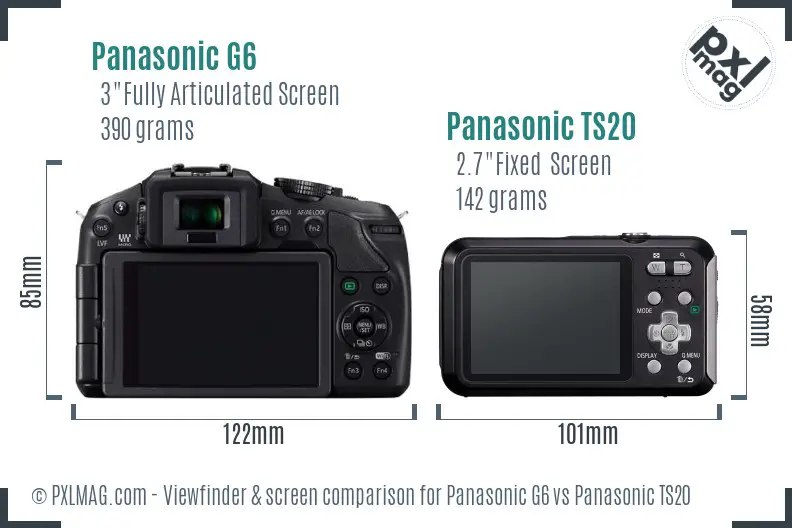 Panasonic G6 vs Panasonic TS20 Screen and Viewfinder comparison