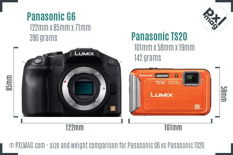 Panasonic G6 vs Panasonic TS20 size comparison