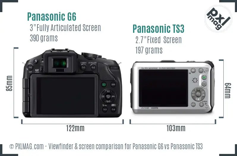 Panasonic G6 vs Panasonic TS3 Screen and Viewfinder comparison
