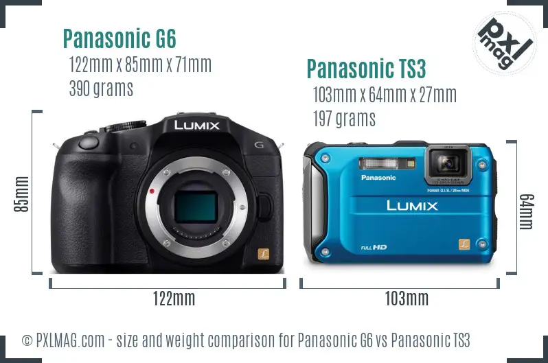 Panasonic G6 vs Panasonic TS3 size comparison