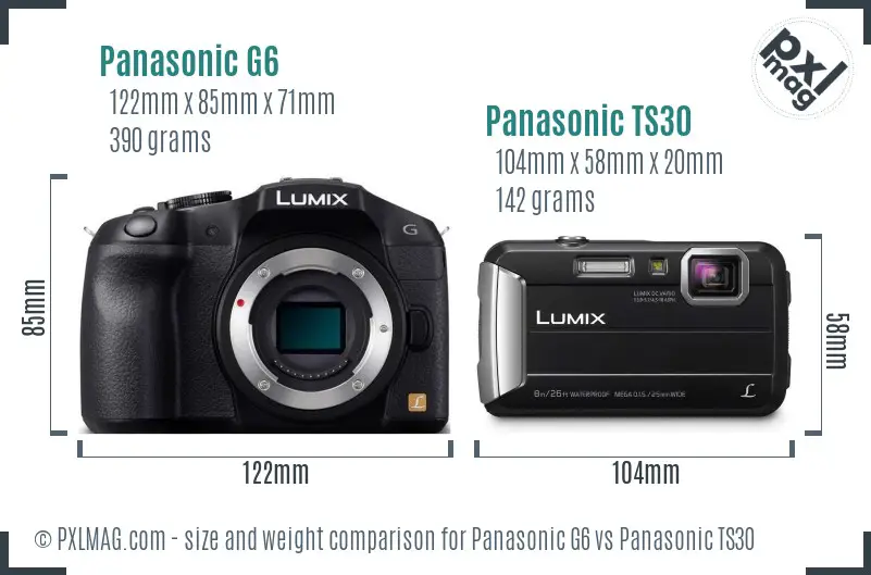 Panasonic G6 vs Panasonic TS30 size comparison