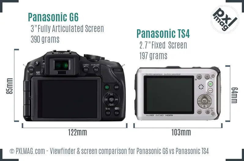 Panasonic G6 vs Panasonic TS4 Screen and Viewfinder comparison