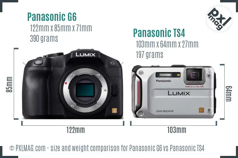Panasonic G6 vs Panasonic TS4 size comparison