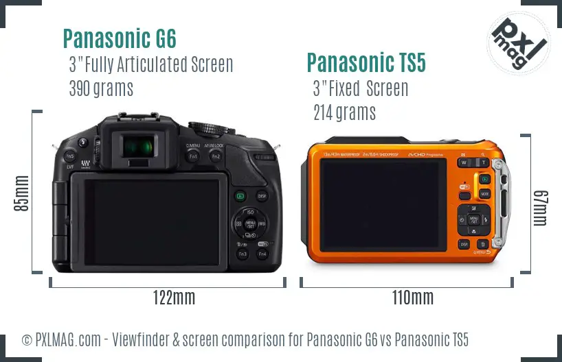Panasonic G6 vs Panasonic TS5 Screen and Viewfinder comparison