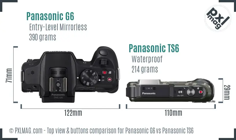 Panasonic G6 vs Panasonic TS6 top view buttons comparison